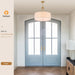 21.8" Large Drum Chandelier, 6-Light Gold Linen Light Fixture