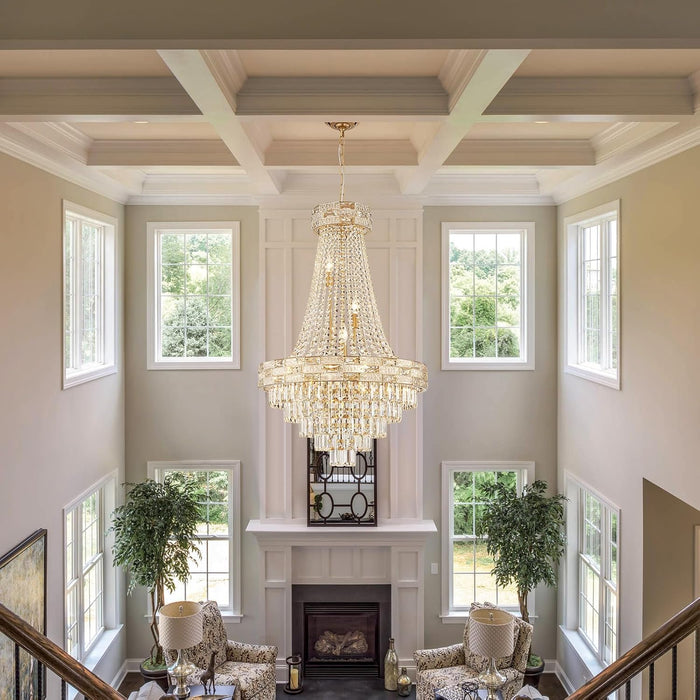 Crystal Chandelier 12 Lights 36Inches Gold Pendant
