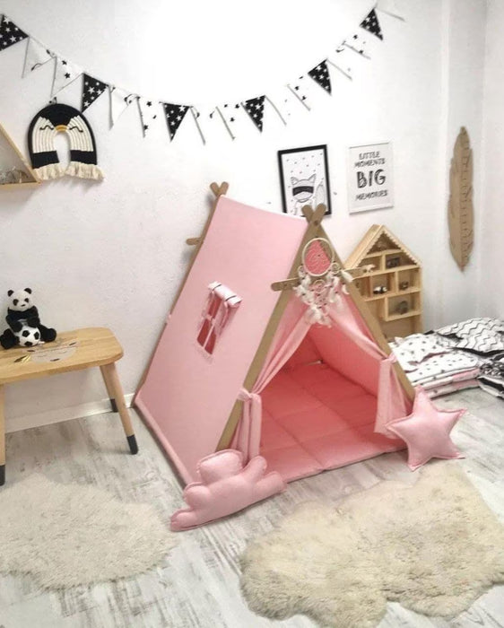 Sleepover Tent for Girls, Glamping Party Playhouse, Spa Pink Pop up Kids Tent, Indoor Teepee, Tipi Tent, Toddler Play Tent, Birthday Gift