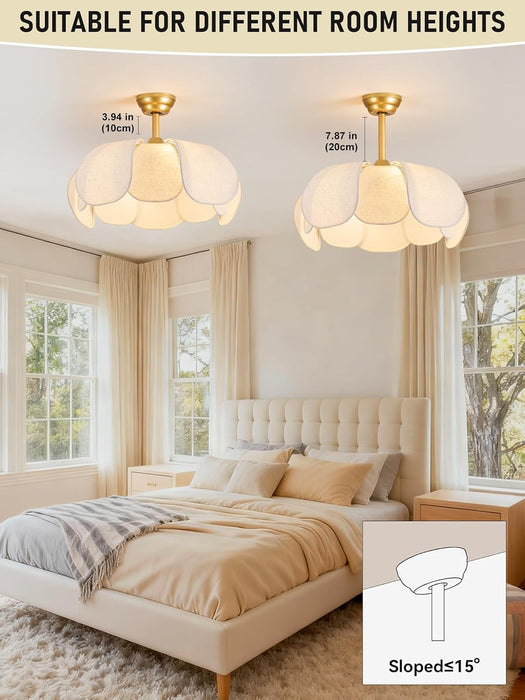 26" Boho Rattan Gold Fandelier Ceiling Fans with Lights and Remote Control