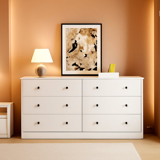 PureWhite Nine Drawer Dresser 59 Inches StorageBin