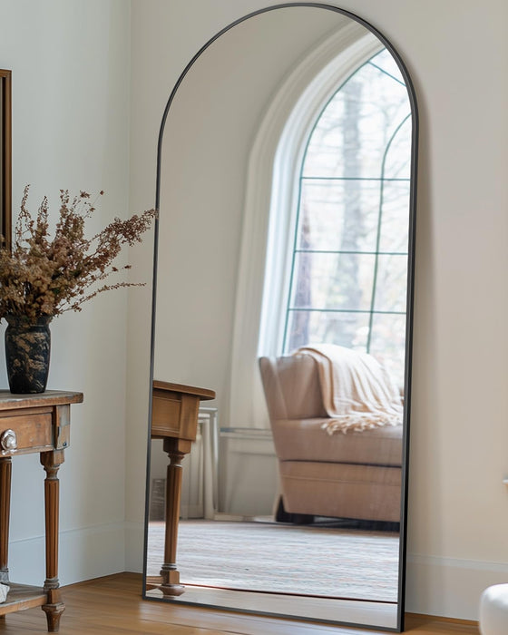 Full Length Mirror, 71"X28" Arched Floor Mirror, Mirror Full Length with Stand, Wall Mounted Mirrors for Living Room Bedroom,Black