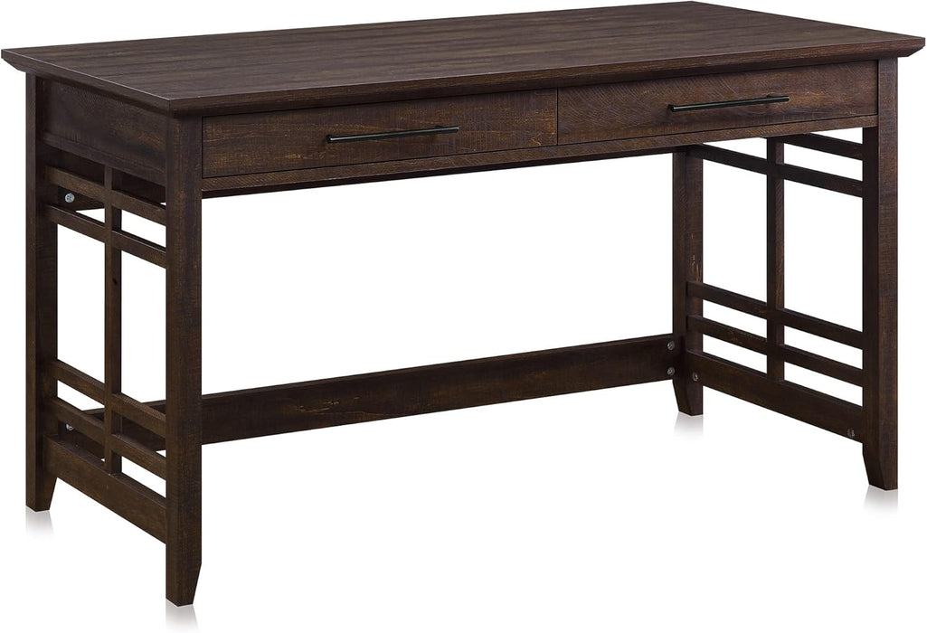 Modern Simple Home Office Computer Laptop Writing Desk Wood Study Table Workstation with Drawers - 55 Inch - Norrell (Espresso)