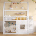 White FullSize House Loft Bed WithUnderbed Storage