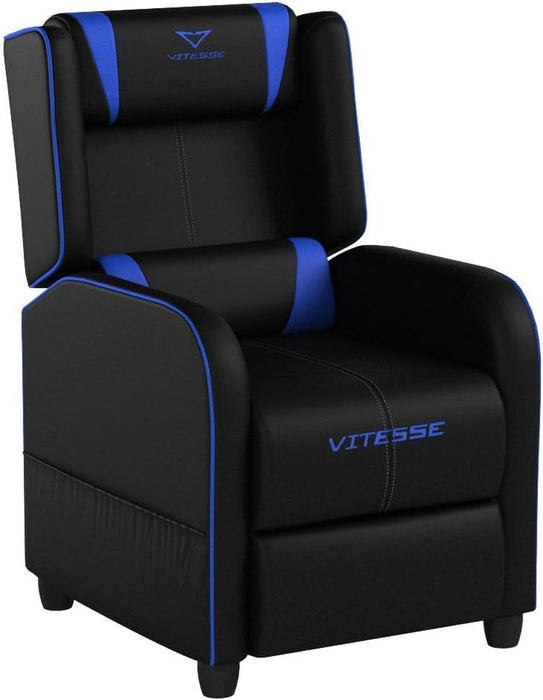 VIT Gaming Recliner Chair Racing Style Single PU Leather Sofa Modern Living Room Recliners Ergonomic Comfortable Home Theater Seating, Blue.