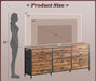 63 Inch Long Dresser for Bedroom, TV Stand for 65, 70 Inch TV, 12 Drawer Dresser for Closet, Chest of Drawers, Large Fabric Drawers for Bedroom, Media Console, Rustic Brown