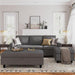 Dark Grey Sectional Sofa L-Shaped Couch with Ottoman