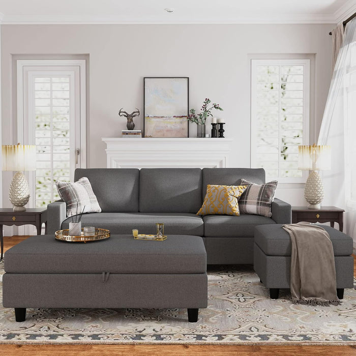 Reversible Sectional Sofa with Ottoman Chaise