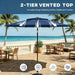 Patio Umbrella, 2 Tier Outdoor Table Umbrella, Large Vented Market Umbrellas with Push Button Tilt and Crank, 8 Sturdy Ribs for Backyard, Deck, Pool, UPF50+ UV Protection