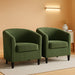 Corduroy Barrel Chairs Set of 2, Upholstered Club Chairs Accent Chairs, round Armchairs Waiting Room Chairs with Soft Cushion for Living Room Bedroom Reading Room, Dark Green