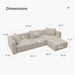Luxury Modular Sectional Living Room Sofa Set, Modern Minimalist Style Couch with Ottoman and Chaise, L-Shape, Linen-Like Cream