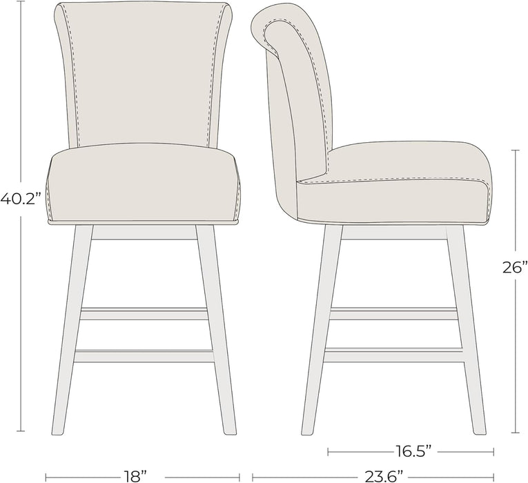 26 Inch Counter Height Swivel Bar Stools Set of 2, FSC Certified Modern Upholstered Faux Leather Swivel Barstool Chair with Back, Saddle Brown