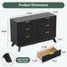 Fluted Dresser for Bedroom, 47.2" Wide Chest of 6 Drawers, Black
