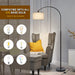 Arc Floor Lamps for Living Room, Modern Standing Lamp with Adjustable Hanging Drum Shade, Tall Pole Lamp with Foot Switch, over Couch Arched Reading Light for Bedroom, Office (Black)