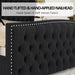 Queen Size Platform Bed Frame, Velvet Upholstered Bed with Deep Button Tufted & Nailhead Trim Wingback Headboard/No Box Spring Needed/Black
