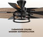 42 Inch Flush Mount Ceiling Fans with Lights and Remote Control, Farmhouse Ceiling Fan with LED Lighting for Bedroom Living Room and Patio, Black Caged Ceiling Fan for Indoor and Outdoor(No Bulbs)