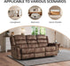 Reclining Sofa for Living Room, Extra Wide Modern Overstuffed 3 Seat Recliner Manual Sofa Chair, Breathable Soft Fabric and Padded Seat, Brown