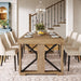 70.87" Rectangular Dining Table for 6-8 People, Farmhouse Wooden Kitchen Dinner Table with Strong Base for Dining Room, Kitchen, Living Room, Brown