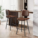 24-Inch Leather Bar Stools Set of 3 with High Backrest, Dark Brown