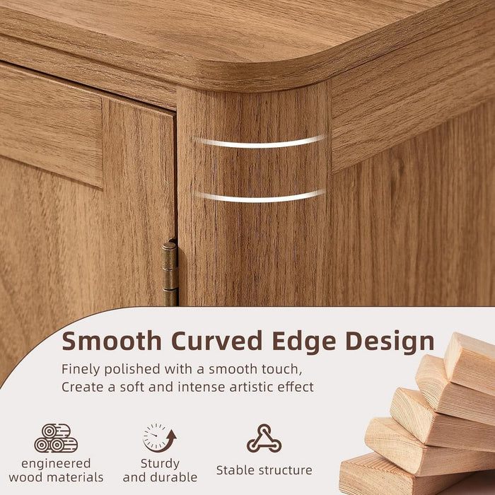 Sideboard Buffet Cabinet with Storage, 46" Arc-Shaped Credenza