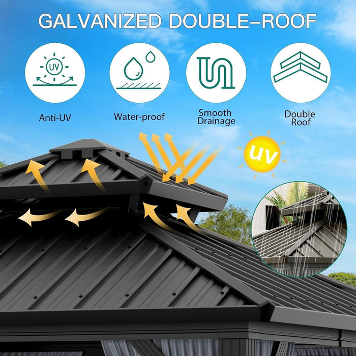 10x10 Ft HeavyDuty Weatherproof Gazebo AllSeason Backyard