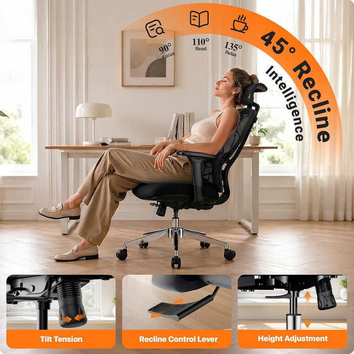 Big & Tall Ergonomic Mesh Office Chair 400 Lbs with Lumbar Support, Recline