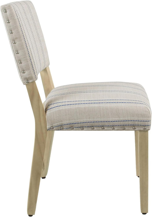 Home Decor | Upholstered Dining Chairs | Dining Chairs Set of 2 with Nailhead Trim | Decorative Home Furniture, Blue and White Stripes