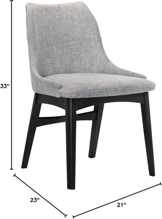 Azalea Fabric Wood Dining Side Chairs-Set of 2, 19" SH, Gray/Black