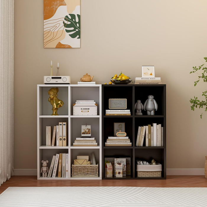 Black Six Cube Floor Standing Industrial Bookshelf