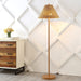 61-Inch-Tall RichBrown Floor Lamp With Rattan Shade