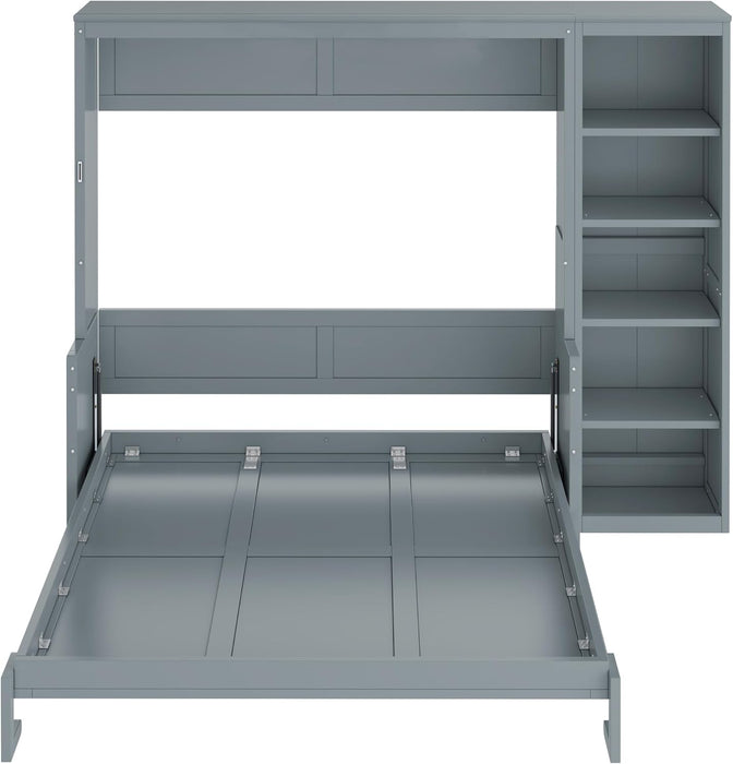 Gray Queen MurphyDesk With Industrial Storage Shelving