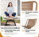 Outdoor Rattan Swivel Chair,Nature Wicker Patio Rotating Chair with Beige Thickened Cushion and Side Pocket,360° Rotation Patio Lounge Chairs for Living Room Bedroom Backyard Balcony