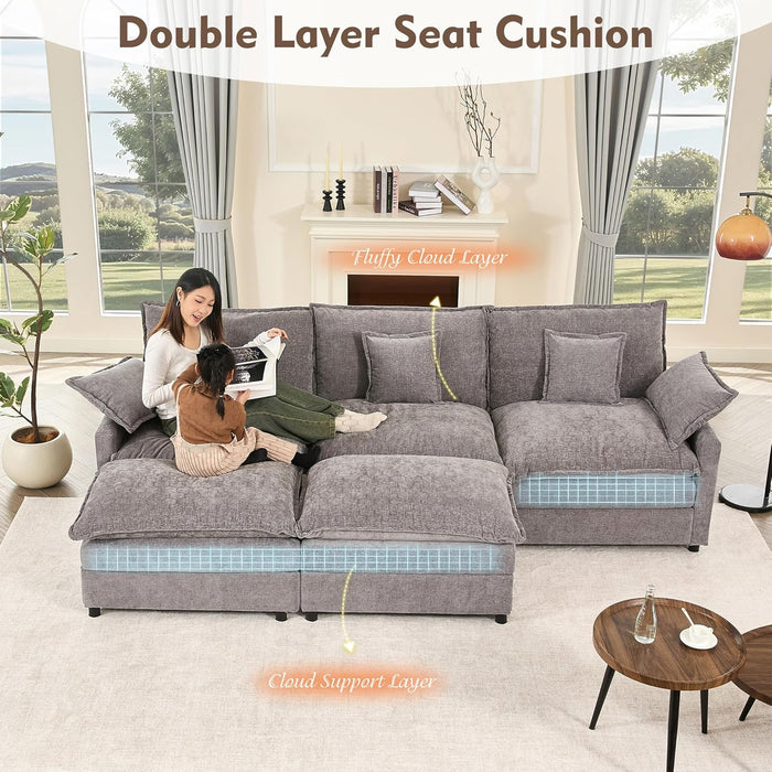 108 Inch U Shaped UltraModular Sofa SlateChenilleFabric