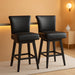 30 Inch Counter Height Swivel Bar Stools Set of 2, FSC Certified Modern Upholstered Faux Leather Swivel Barstool Chairs with Back, Black