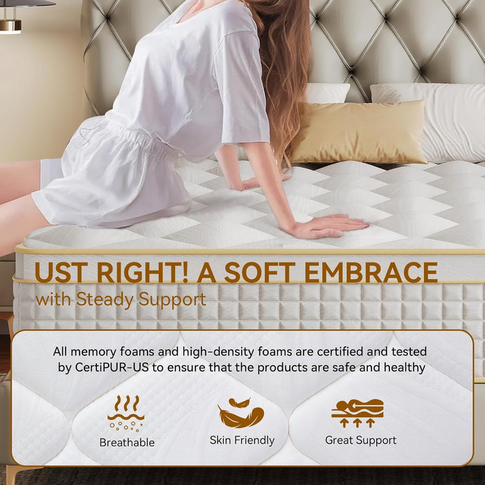 King Hybrid Mattress Twelve Inches CertipurUS MemoryFoam