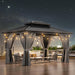 10' X 14' Hardtop Gazebo, Aluminum Metal Outdoor Gazebo with Galvanized Steel Double Roof, Permanent Patio Pavilion with Breathable Netting and Curtains for Dining, Wedding, Party
