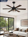 48" Farmhouse Ceiling Fans with Lights and Remote,Industrial Large Ceiling Fan with 6-Speed Reversible DC Motor and 6 Dual Finish Blades,Black Ceiling Fan with Light for Living Bedroom Patio