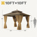 10x10Ft Aluminum Gazebo AllWeather With Netting Curtains