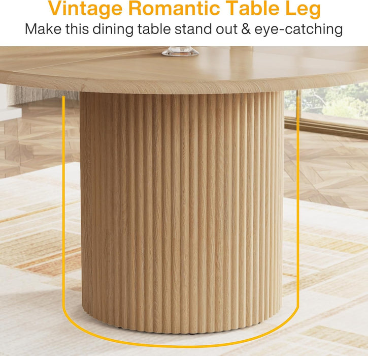 47" round Dining Table for 4, Farmhouse Kitchen Table with Metal Base, Modern Small Dinner Table for Dining Room,Kitchen (Chairs Not Included)