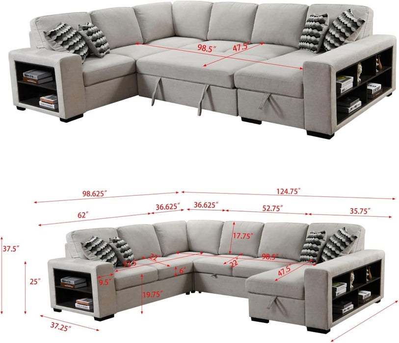 Oversized Sectional Sleeper Sofa with Storage