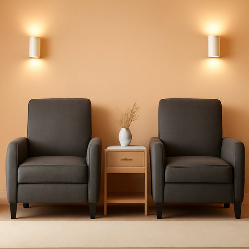 Emmie Fabric Recliner (Set of 2), Smoke, Dark Brown