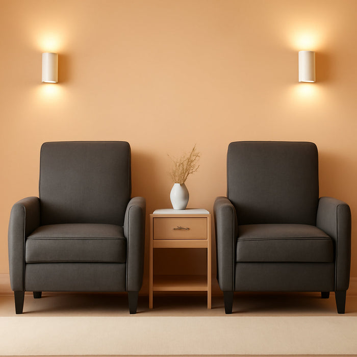 Emmie Fabric Recliner (Set of 2), Smoke, Dark Brown