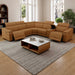 Power Recliner Sectional Sofa Set with USB Ports, Flannel Recliner Sofa Set with Adjustable Headrest, Reclining Sectional Couches, L-Shaped Living Room Furniture Set (Ginger, 5-Seater)