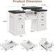 57" Lift Executive Desk with Drawers, Farmhouse Home Office Desk with File Cabinet Storage, Computer Desk with Charging Station & Headphone Hook for Work/Study/Writing (White & Black, Lift)