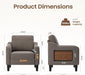 Linen Upholstered Accent Chair With Foldable Table