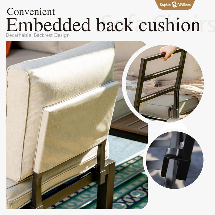 Outdoor Patio Furniture Set, Metal Sectional Sofa Set Patio Conversation Set with Cushions-2 X Single Sofa