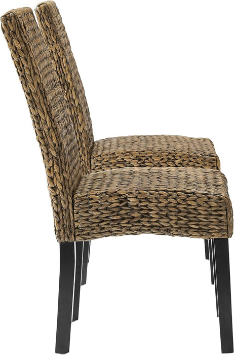 Edgewater Handwoven Natural Fiber Rattan Dining Chairs Set of 2, Seagrass