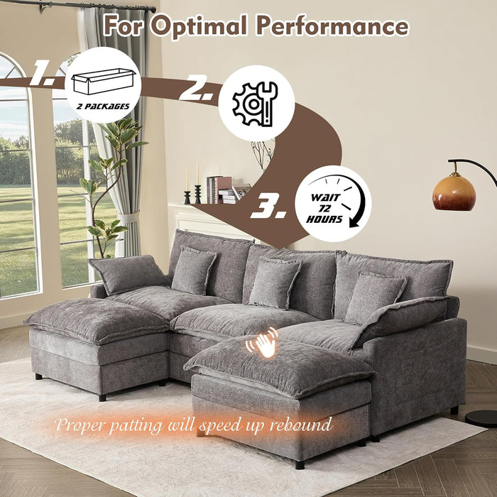 108 Inch U Shaped UltraModular Sofa SlateChenilleFabric