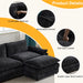 Convertible Sectional Sofa with Chaise L Shaped Couch with Ottoman Reversible 3-Seat Sofa Sectional Couch Sets for Apartment Black