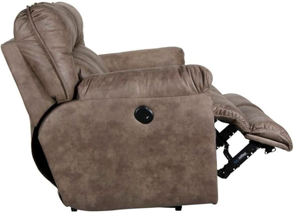 Thompson Power Reclining Sofa in Brown Polyester Fabric
